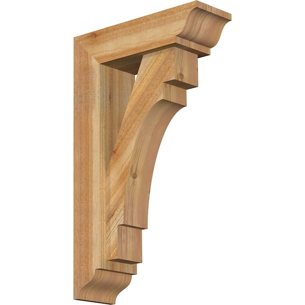 Ekena Millwork Merced Traditional Rough Sawn Bracket w/ Offset Brace, Western Red Cedar, 6"W x 18"D x 30"H BKT0604X18X30MRC01RWR - main